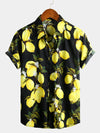 Camicia hawaiana estiva da uomo a maniche corte con stampa di limoni gialli tropicali