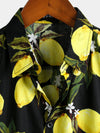 Camicia hawaiana estiva da uomo a maniche corte con stampa di limoni gialli tropicali