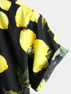 Camicia hawaiana estiva da uomo a maniche corte con stampa di limoni gialli tropicali
