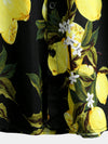 Camicia hawaiana estiva da uomo a maniche corte con stampa di limoni gialli tropicali