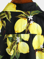 Camicia hawaiana estiva da uomo a maniche corte con stampa di limoni gialli tropicali