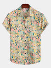 Camicia corta da uomo casual in cotone con bottoni e stampa floreale