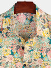 Camicia corta da uomo casual in cotone con bottoni e stampa floreale
