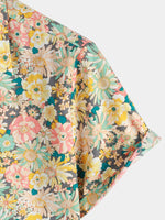 Camicia corta da uomo casual in cotone con bottoni e stampa floreale