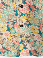 Camicia corta da uomo casual in cotone con bottoni e stampa floreale