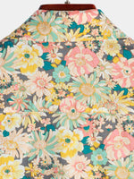 Camicia corta da uomo casual in cotone con bottoni e stampa floreale