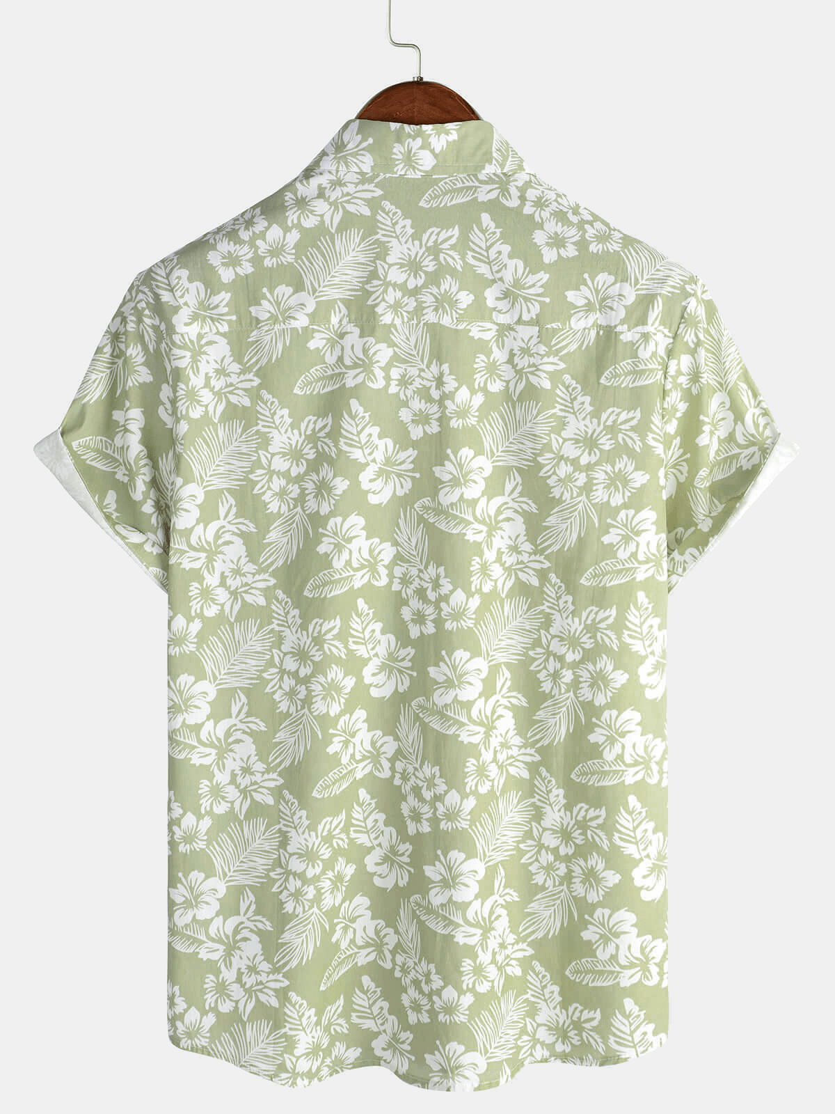 Camicia a maniche corte da uomo hawaiana verde per le feste