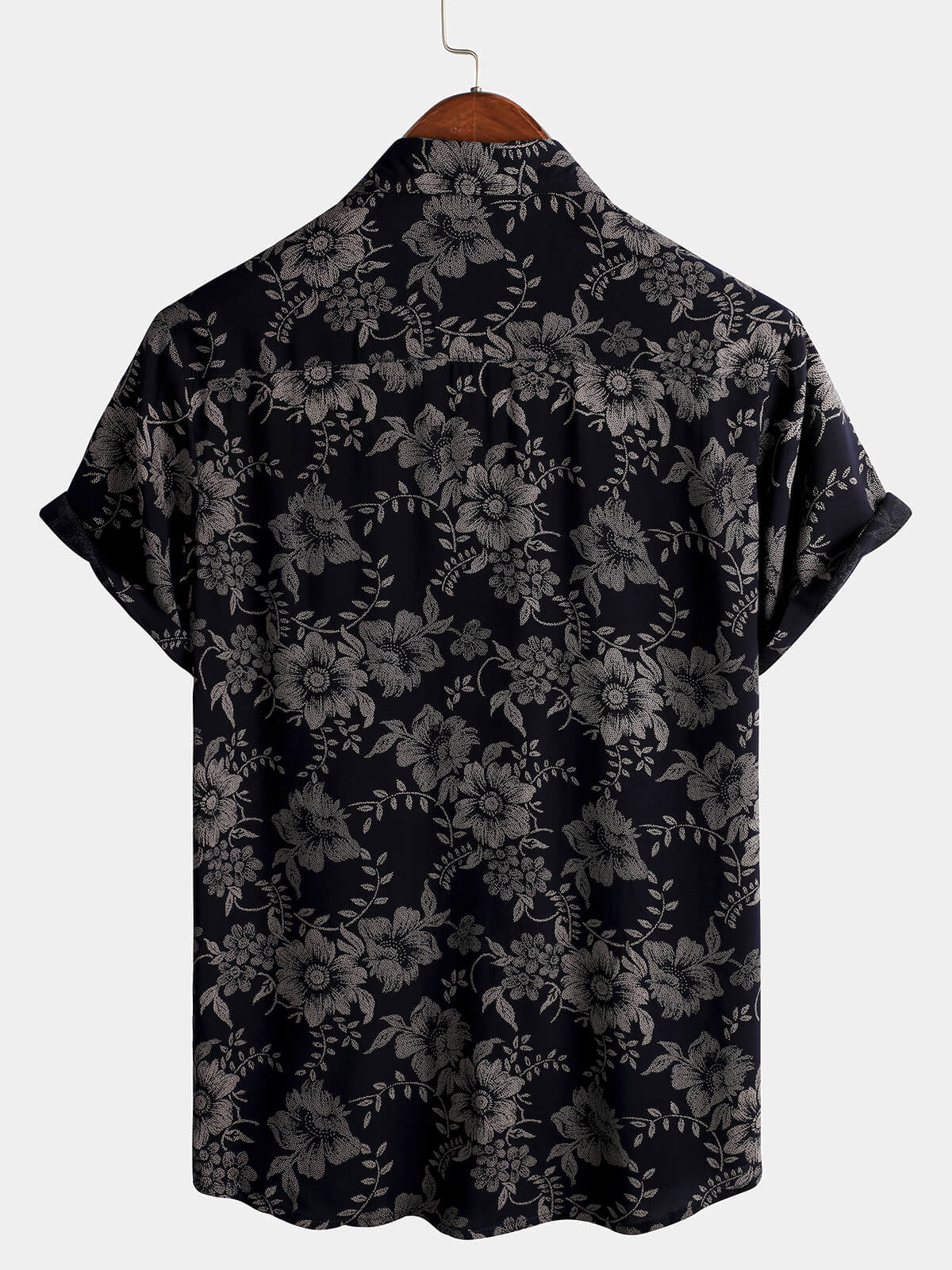 Camicia a maniche corte vintage con stampa floreale da uomo