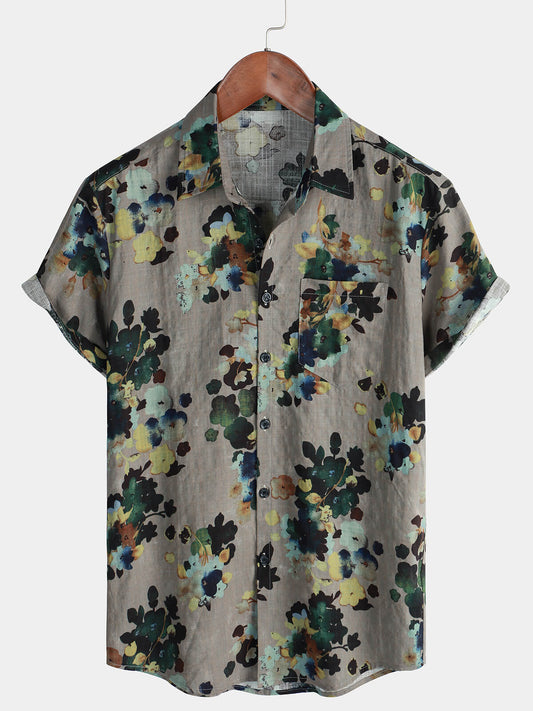 Camicia da spiaggia in cotone a maniche corte da uomo