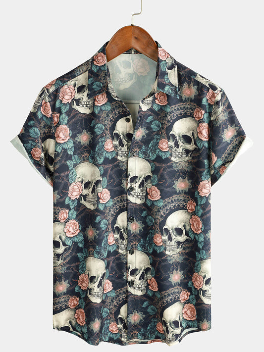 Camicia da spiaggia da uomo con teschio