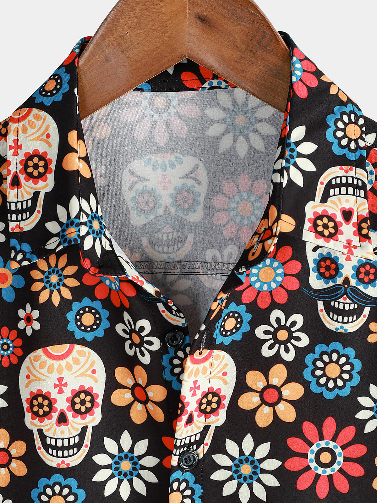 Camicia estiva a maniche corte da uomo con teschio di zucchero punk rock