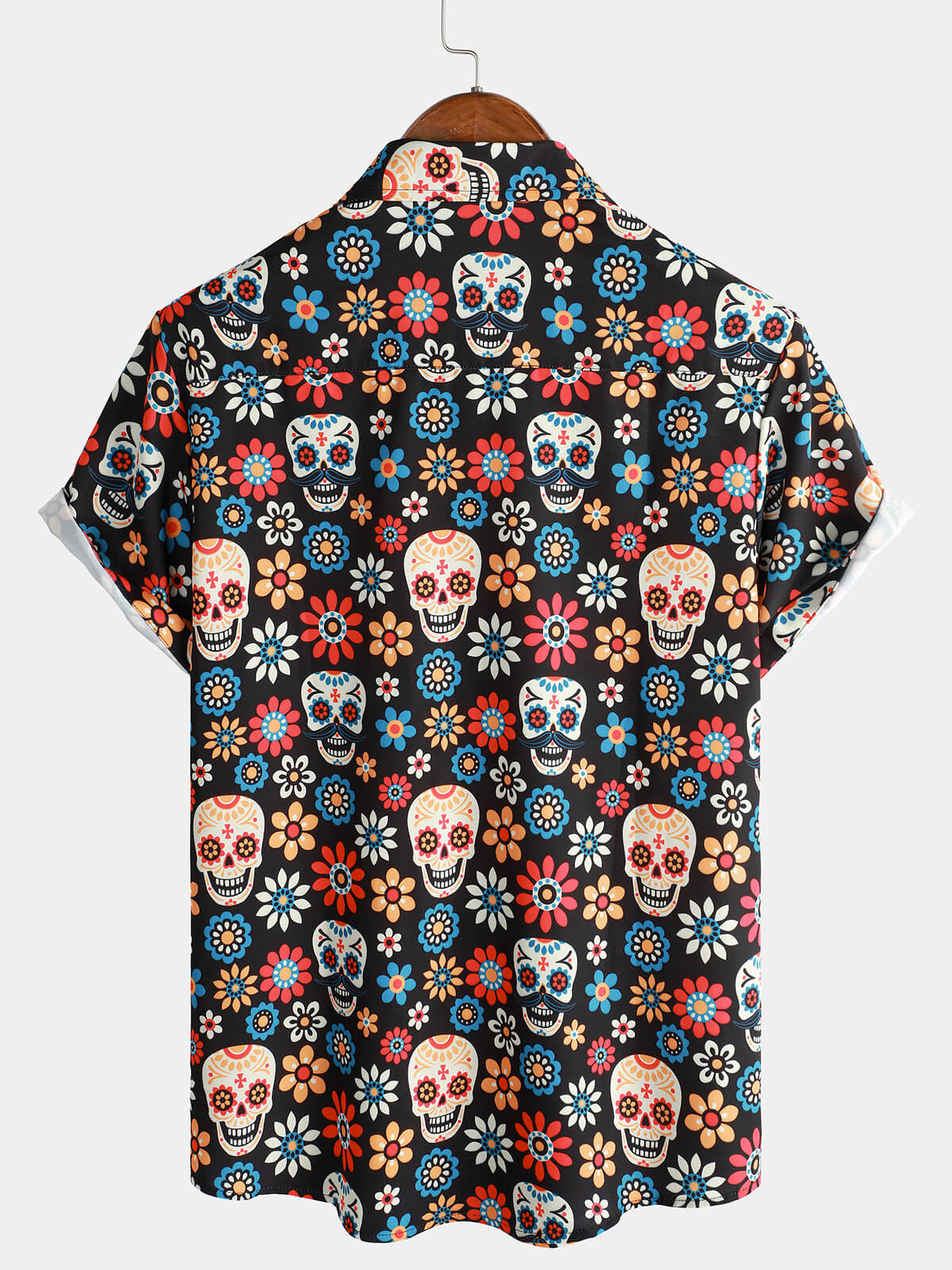 Camicia estiva a maniche corte da uomo con teschio di zucchero punk rock