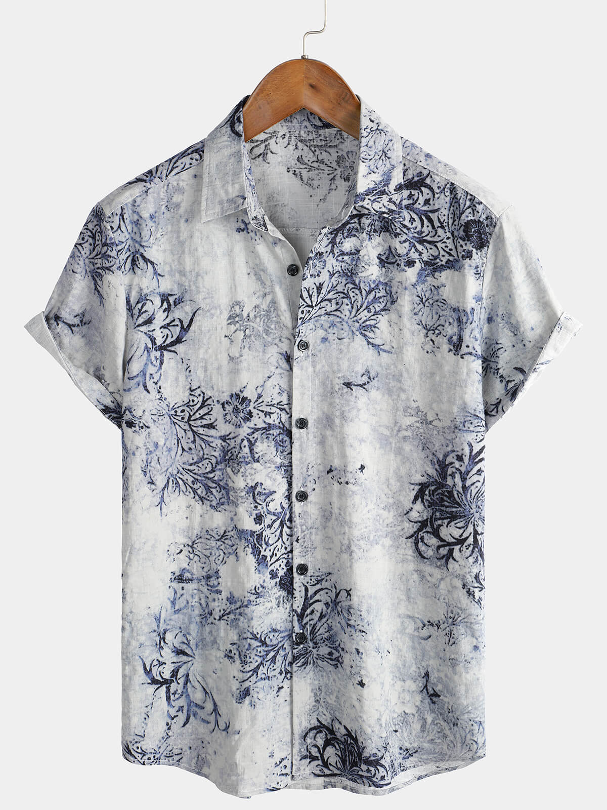 Camicia da spiaggia estiva a maniche corte vintage casual da uomo