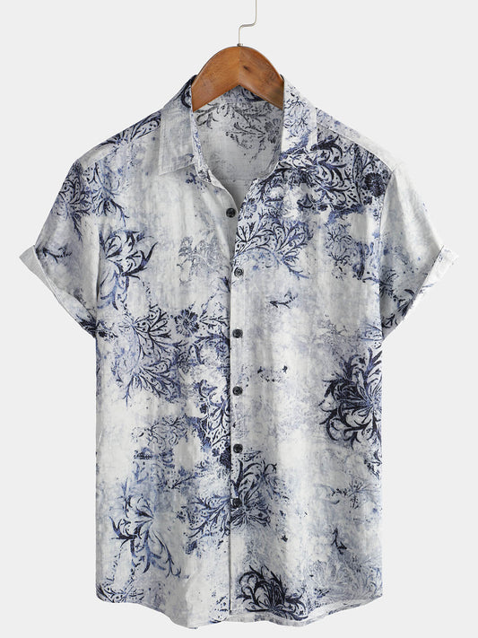 Camicia da spiaggia estiva a maniche corte vintage casual da uomo
