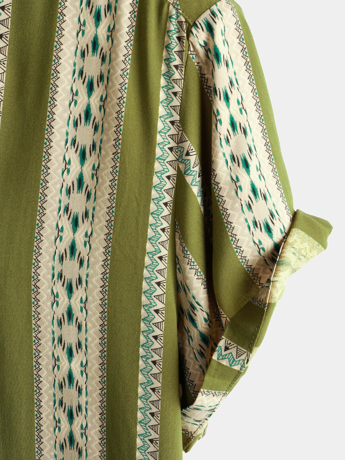 Camicia vintage a maniche corte a righe verdi da uomo