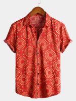 Camicia da uomo in cotone vintage a maniche corte