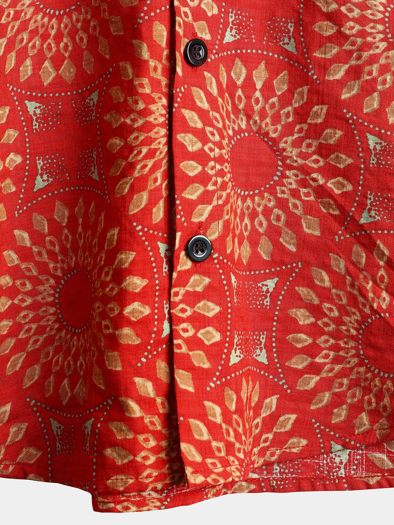 Camicia da uomo in cotone vintage a maniche corte