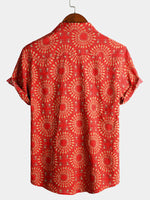 Camicia da uomo in cotone vintage a maniche corte