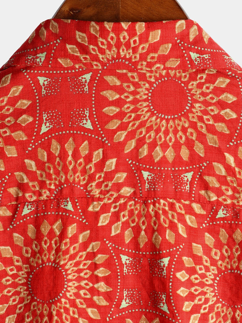 Camicia da uomo in cotone vintage a maniche corte