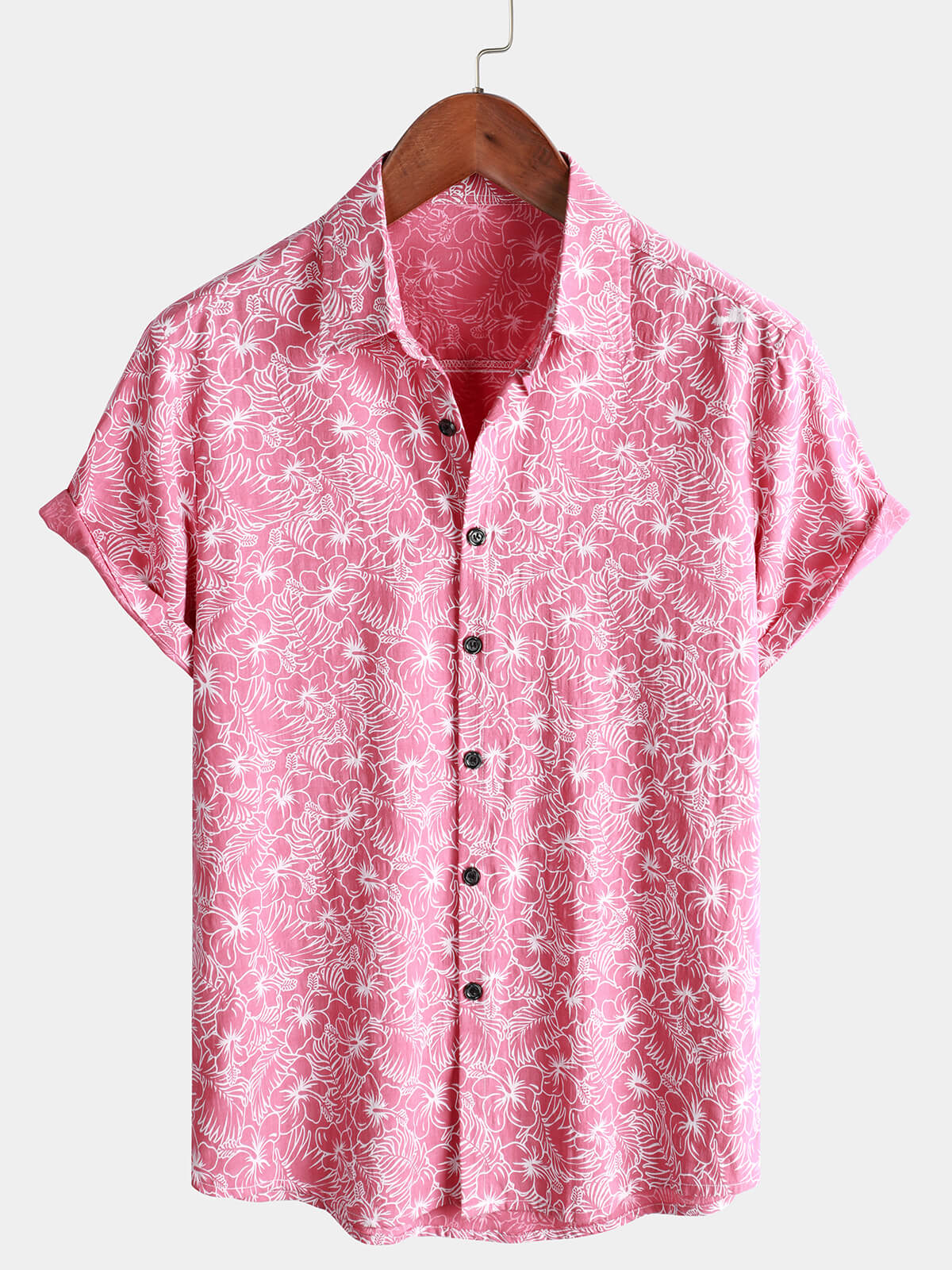 Camicia da uomo a maniche corte in cotone floreale