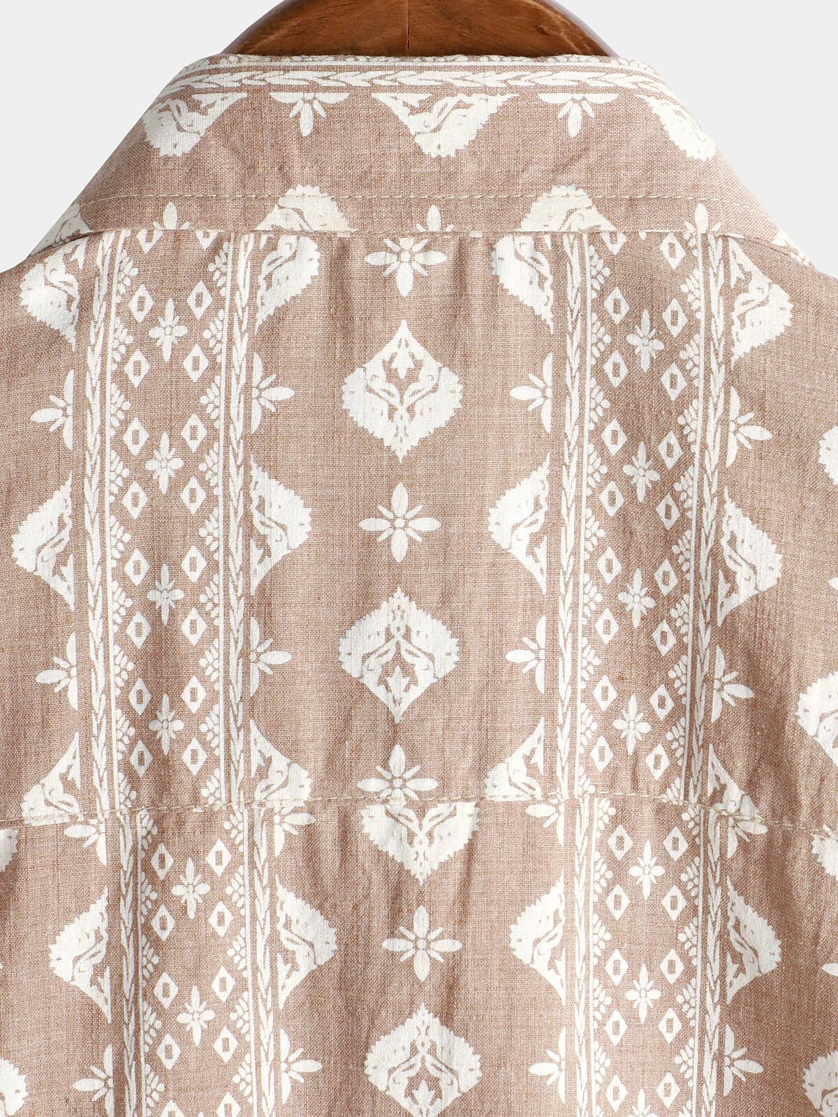 Camicia da uomo a maniche corte in cotone a righe marroni vintage