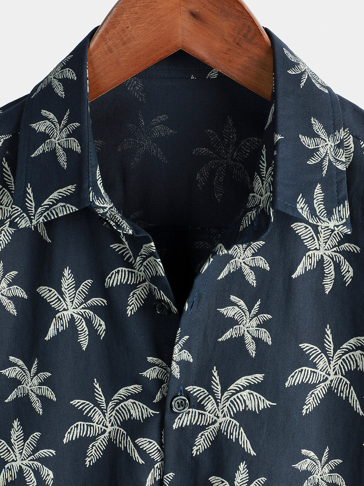 Camicia hawaiana a maniche corte in cotone con stampa di palme da uomo