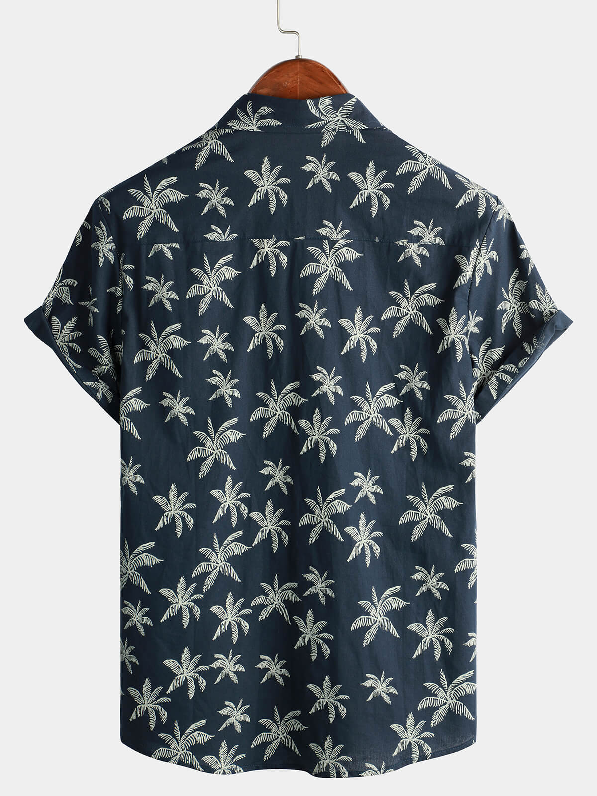 Camicia hawaiana a maniche corte in cotone con stampa di palme da uomo