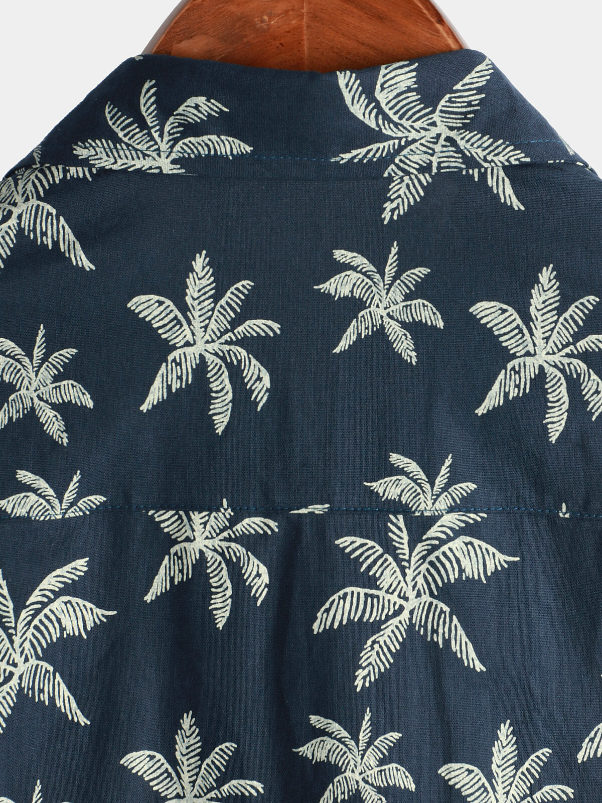 Camicia hawaiana a maniche corte in cotone con stampa di palme da uomo