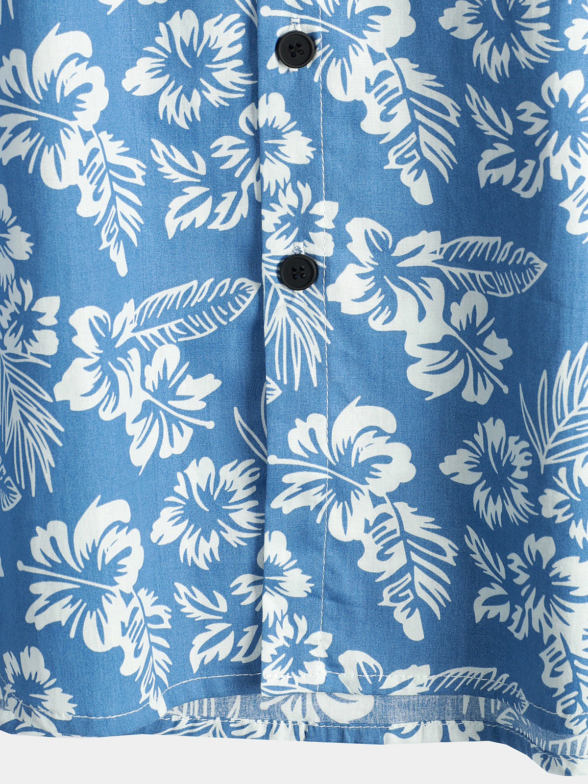 Camicia a maniche corte con motivo floreale tropicale blu da uomo