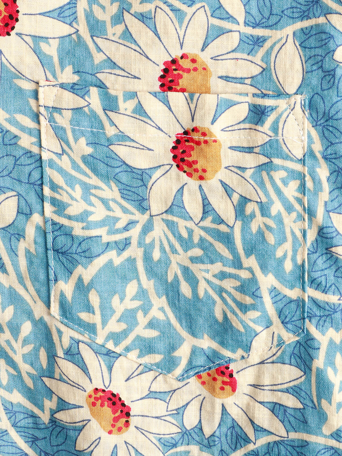 Camicia da uomo in cotone blu a maniche corte con stampa floreale