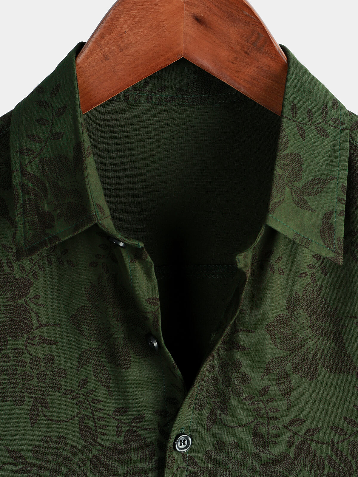 Camicia hawaiana verde scuro floreale da uomo