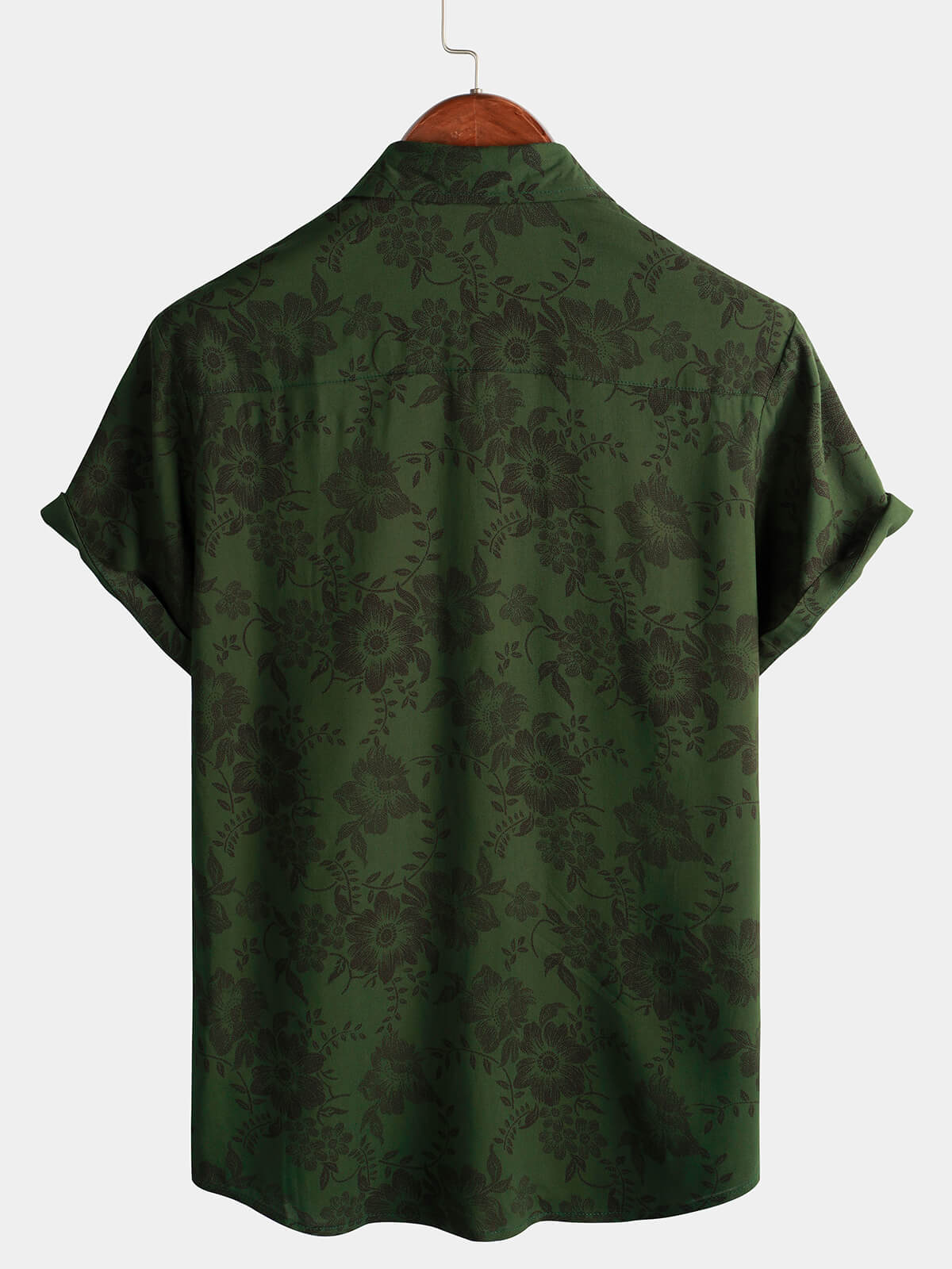 Camicia hawaiana verde scuro floreale da uomo