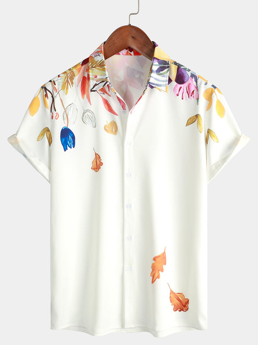 Camicia da spiaggia casual floreale a maniche corte da uomo