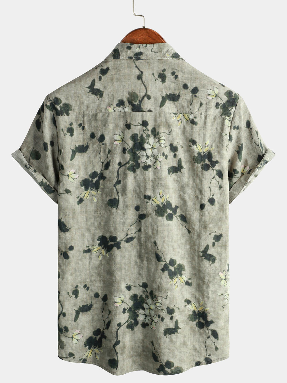 Camicia a maniche corte in cotone floreale vintage da uomo