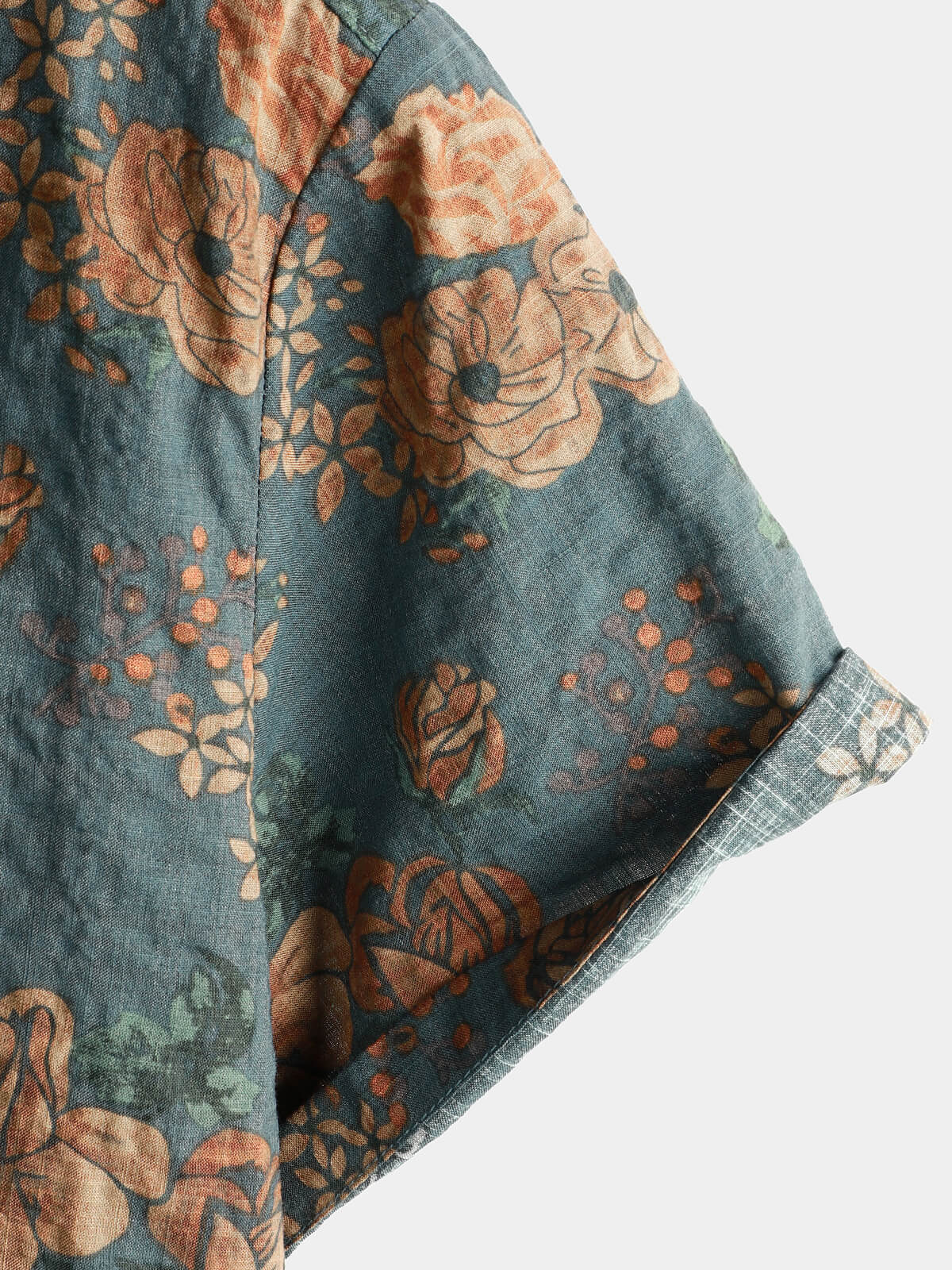 Camicia a maniche corte estiva da uomo vintage floreale retrò blu