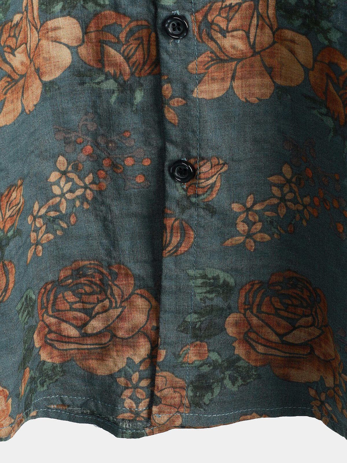 Camicia a maniche corte estiva da uomo vintage floreale retrò blu