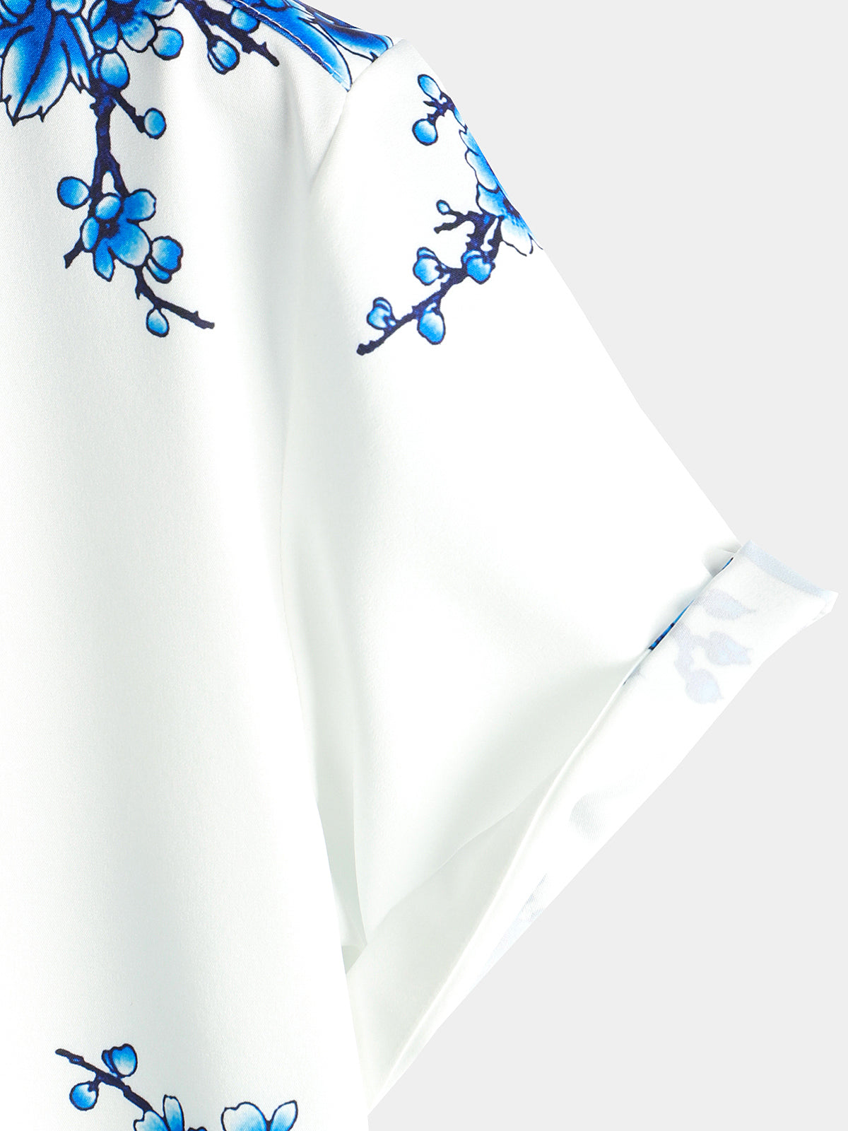 Camicia casual a maniche corte con stampa floreale blu da uomo