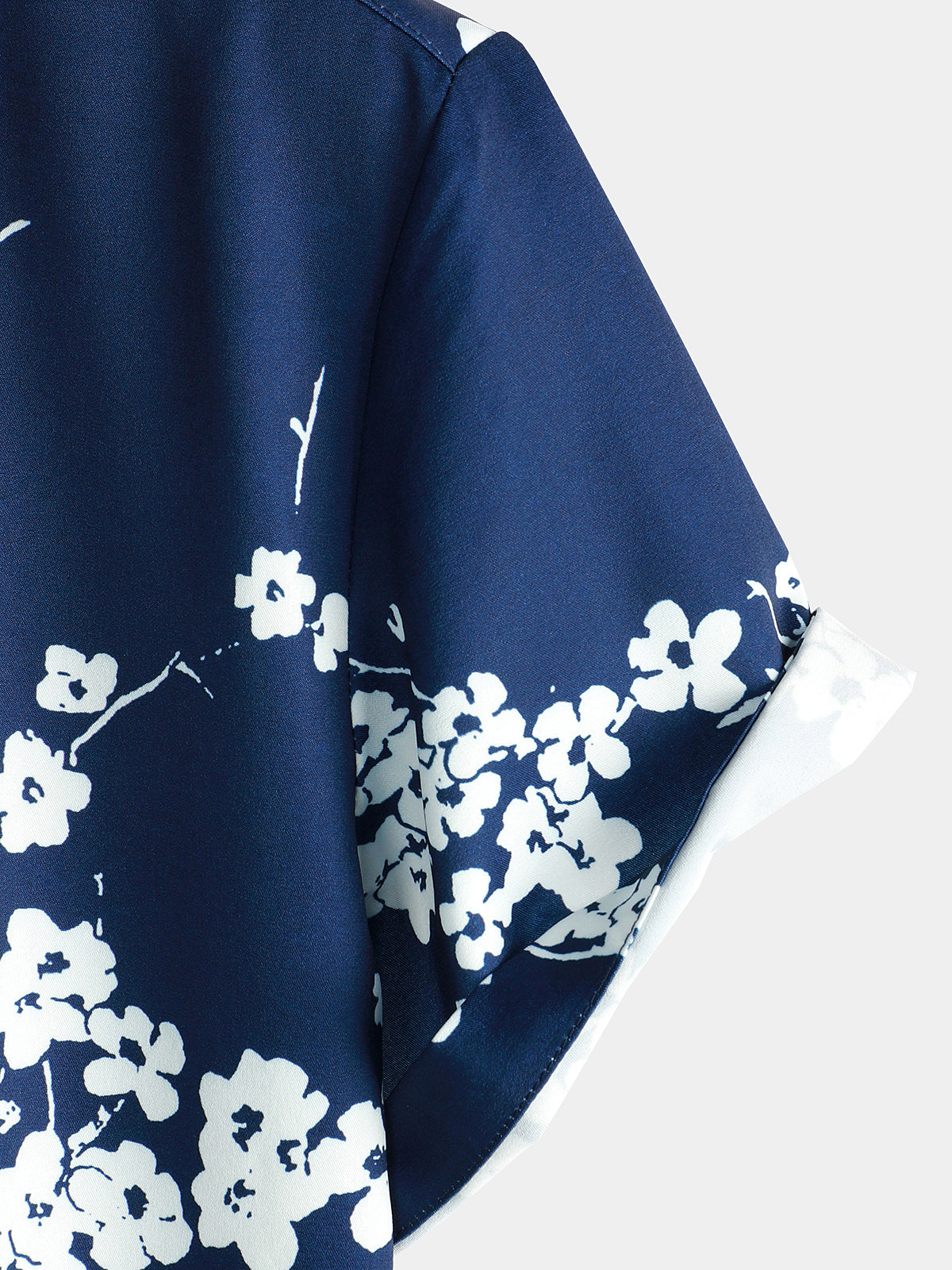 Camicia corta da uomo in stile vintage con stampa floreale blu navy