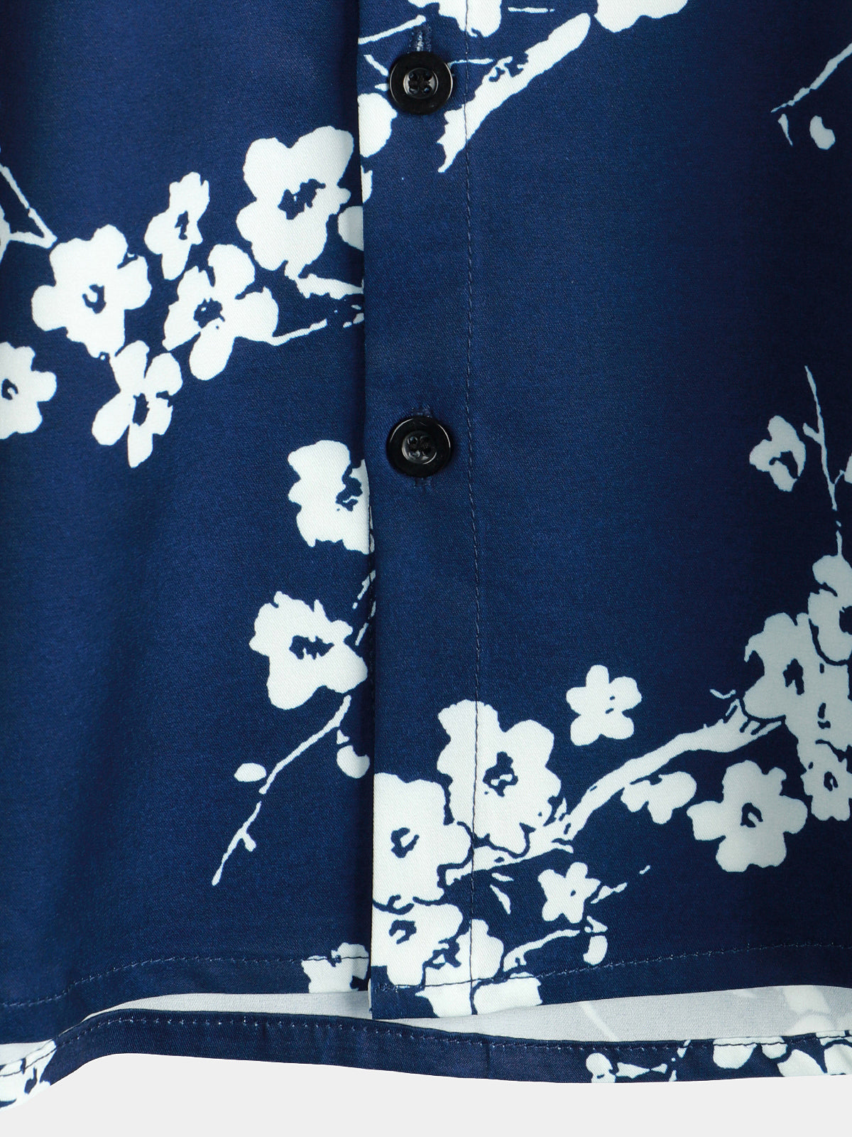 Camicia corta da uomo in stile vintage con stampa floreale blu navy