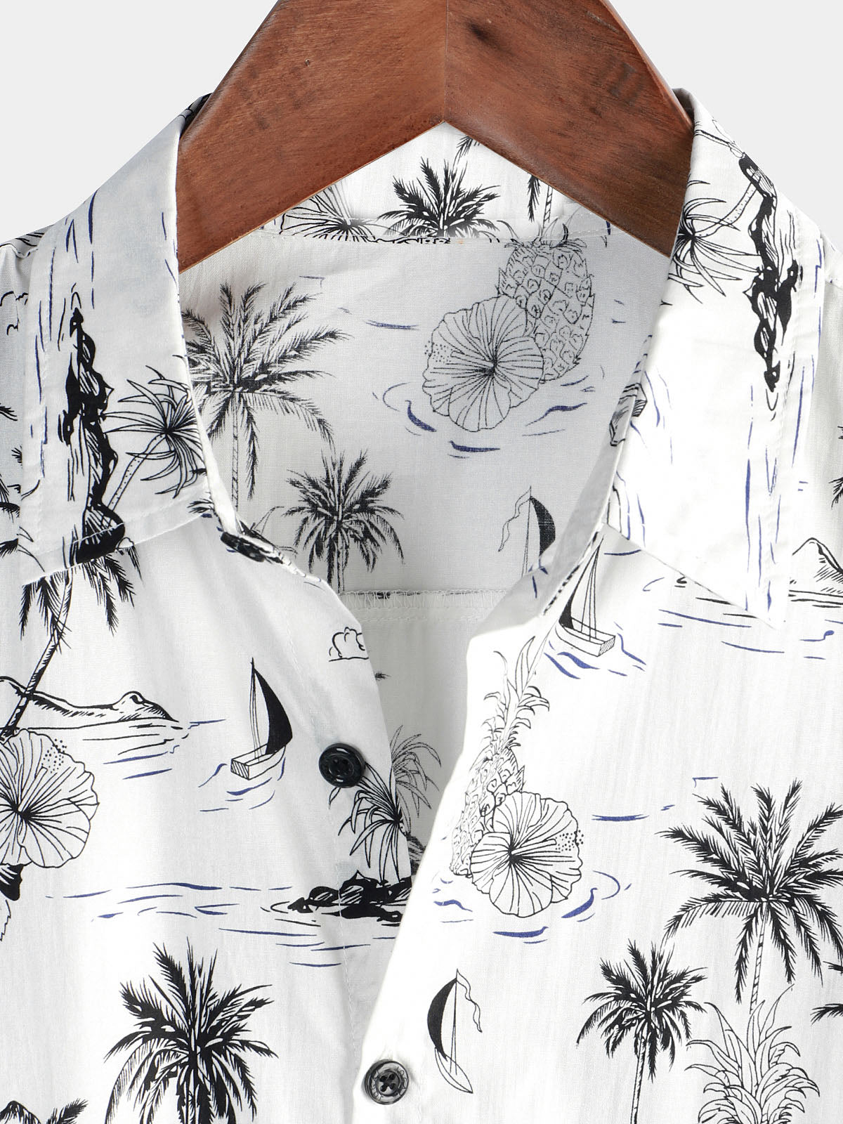 Camicia da uomo con stampa di ananas e palma tropicale