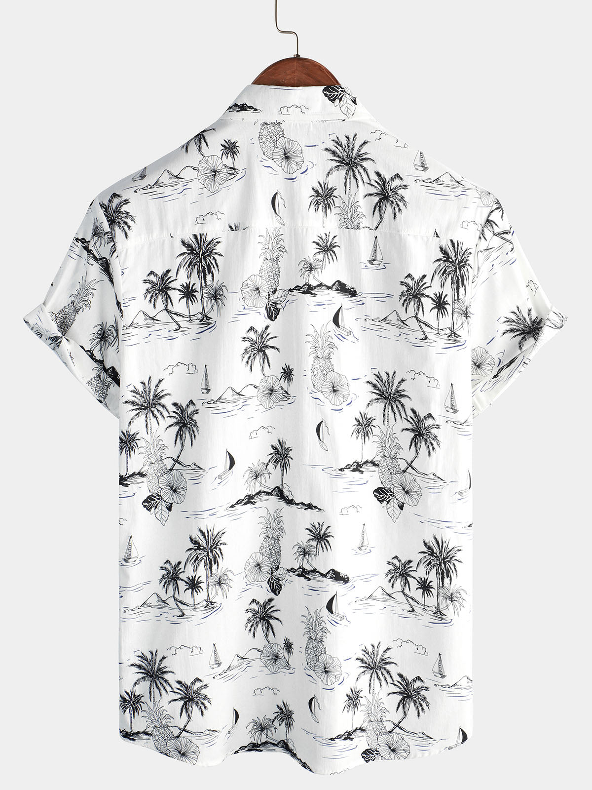 Camicia da uomo con stampa di ananas e palma tropicale