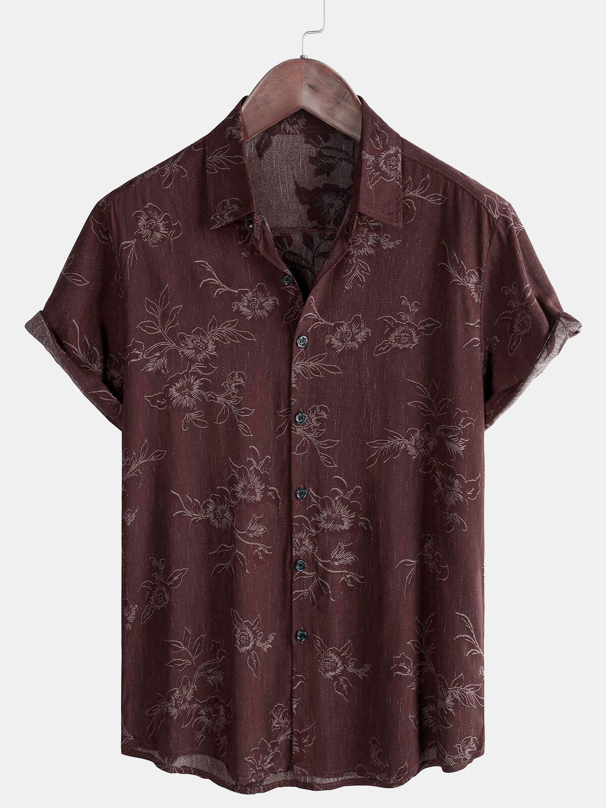 Camicia a maniche corte con stampa floreale da uomo
