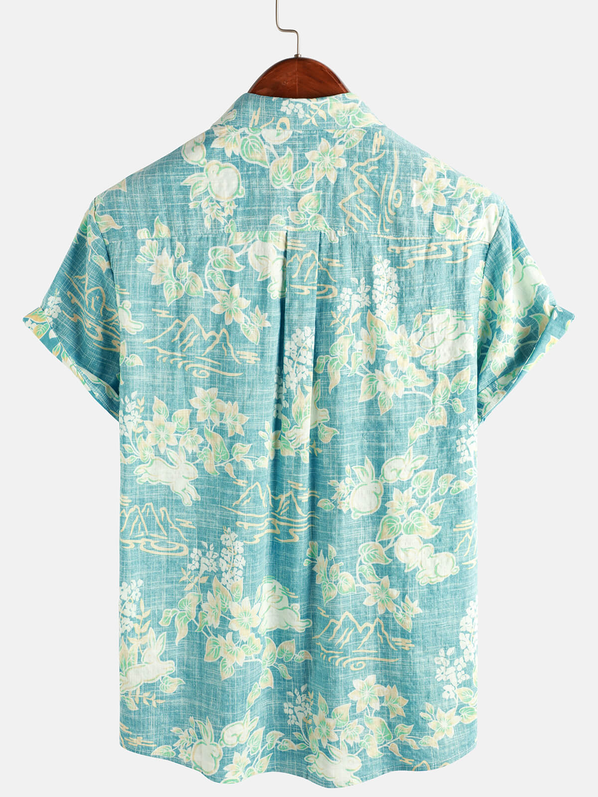 Camicia da spiaggia a maniche corte con bottoni e stampa floreale hawaiana da uomo
