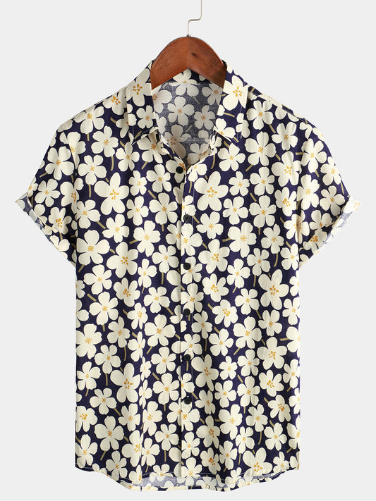 Camicia corta da uomo con stampa floreale per le vacanze