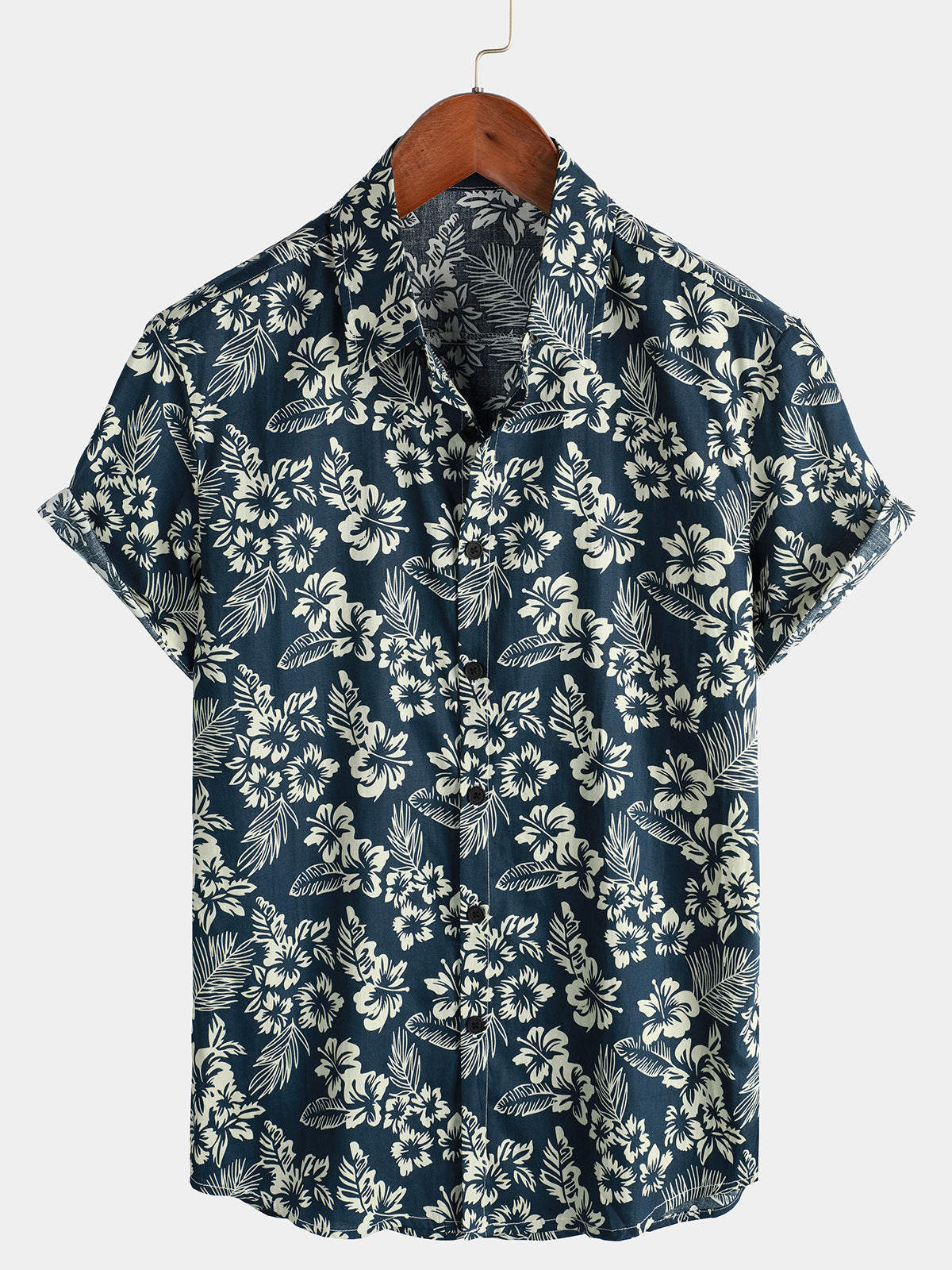 Camicia hawaiana a maniche corte in cotone traspirante da uomo