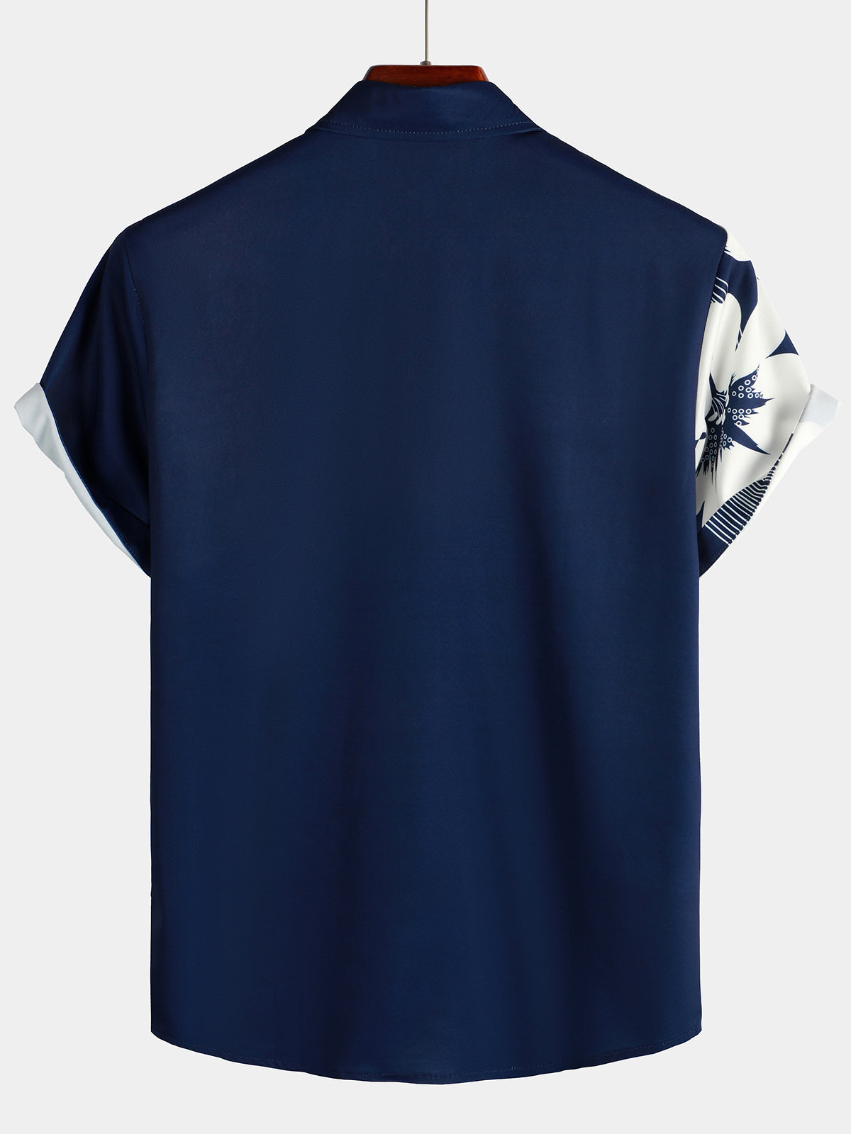 Camicia hawaiana a maniche corte con stampa floreale e righe verticali da uomo