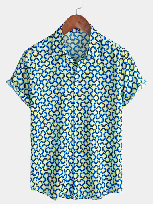 Camicia casual da uomo con motivo geometrico per le feste
