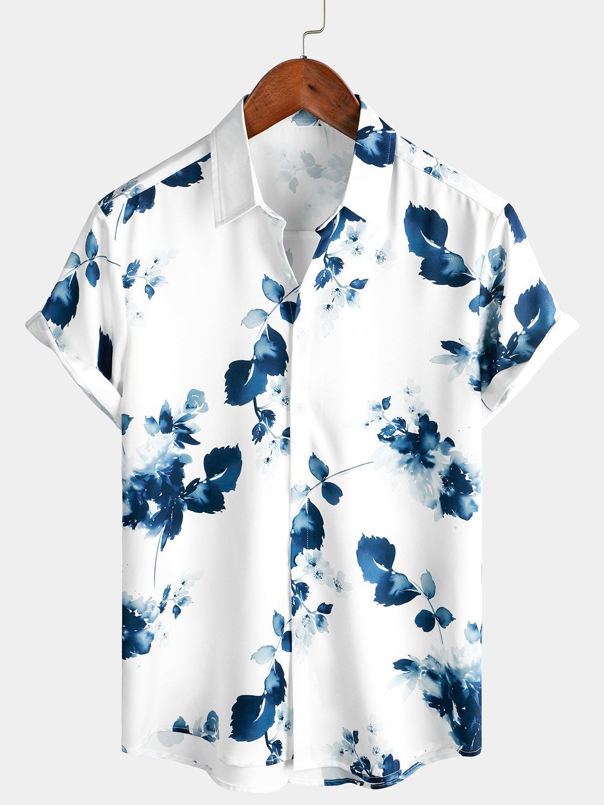 Camicia casual a maniche corte floreale per uomo