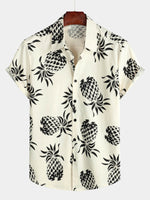 Camicia a maniche corte con stampa ananas in cotone da uomo