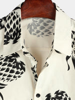 Camicia a maniche corte con stampa ananas in cotone da uomo